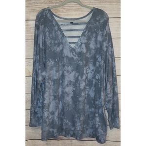 Torrid Grey Tie Dye V-Neck Sweater Size 4X